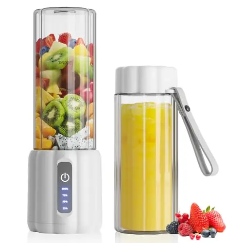 COKUNST portable blender in white with LED display and travel lid