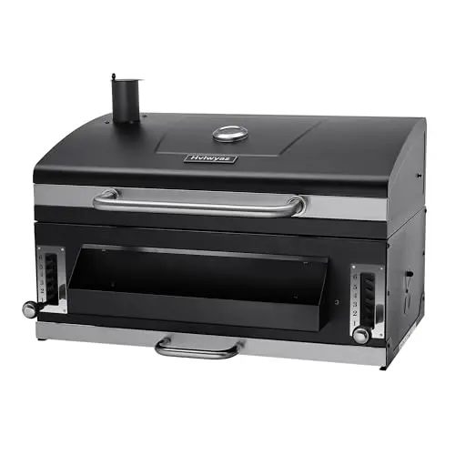 Hvlwyaz charcoal built-in grill with black finish and adjustable charcoal tray