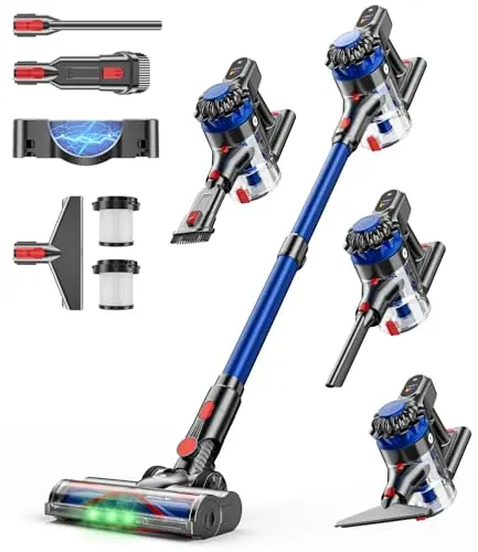 KARDV cordless stick vacuum with LED display and anti-tangle brush