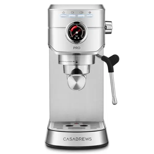 CASABREWS 5418 PRO espresso machine with stainless steel design and pressure gauge