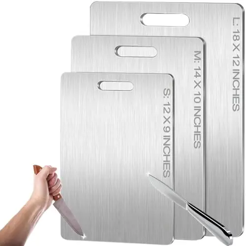 Zaucet pure titanium cutting board showing sleek metal surface and modern design