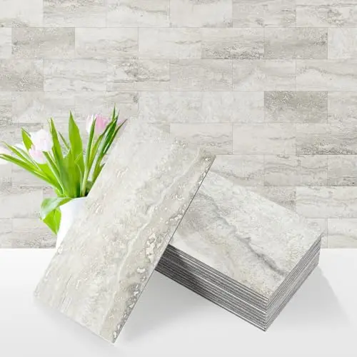 Vamos Tile grey slate peel and stick backsplash with textured surface