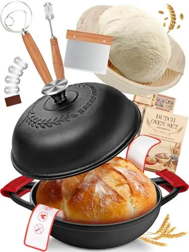 ORWIPO enameled cast iron Dutch oven with sourdough baking accessories