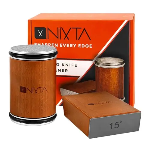 Nixta rolling knife sharpener with compact brown design