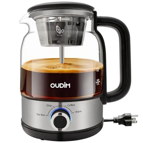 oudim glass and stainless steel coffee maker with spraying method