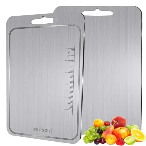 Wadseul stainless steel cutting board with measurement scale