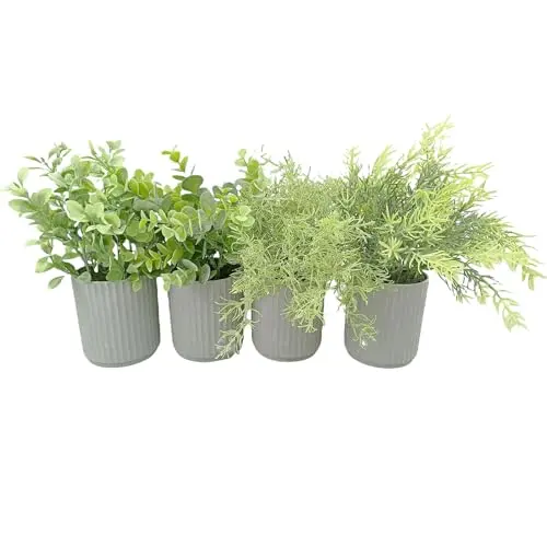 Cutepet set of four small artificial plants in various styles