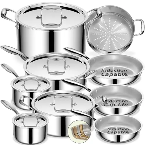 Umite Chef professional stainless steel cookware set with multiple pieces