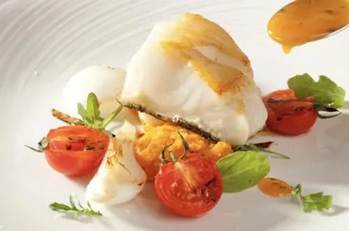 Chilean sea bass fillets vacuum-sealed and flash-frozen