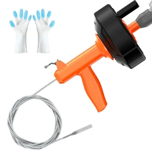 BACEYIOU drain auger with auto-feed and drill adapter for easy clog removal