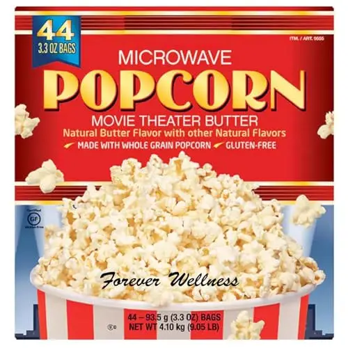 Generic microwave popcorn bulk pack with movie theater butter flavor