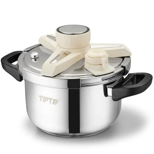 TIPTAP 4.5-quart stainless steel pressure cooker with glass lid
