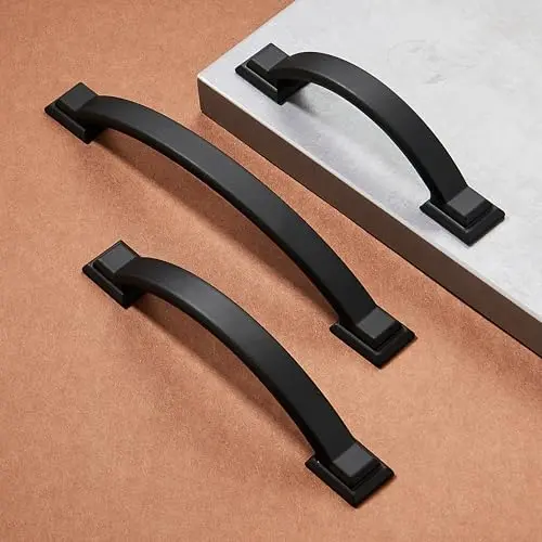 SYNKYLUX matte black cabinet pulls with solid metal construction