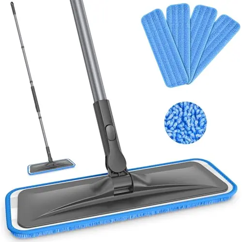 BPAWA gray microfiber flat mop with adjustable handle