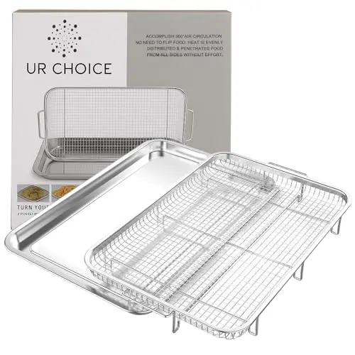 UR CHOICE XL silver air fryer basket and drip tray for large ovens