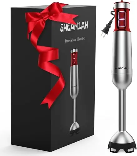 SHEANLAH immersion blender with titanium blades in red