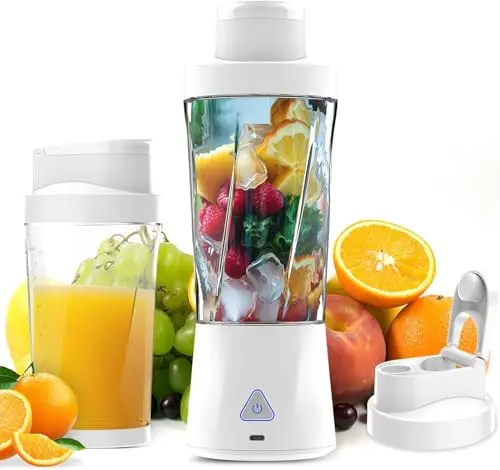 BESNOOW portable blender in white with 24-oz cup and cleaning brush