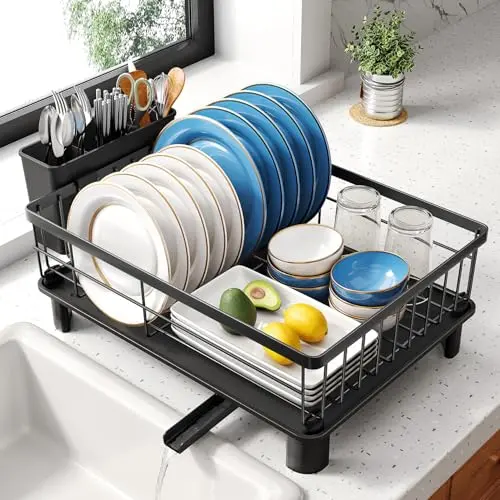 SNTD small dish rack with angled drainboard on counter