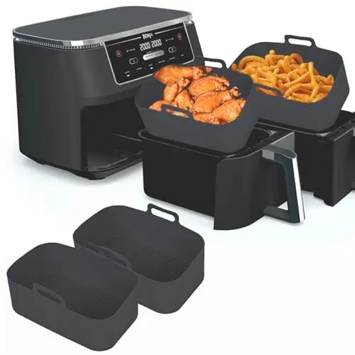 LOVDIOT silicone air fryer liner for Ninja DZ201 dual basket
