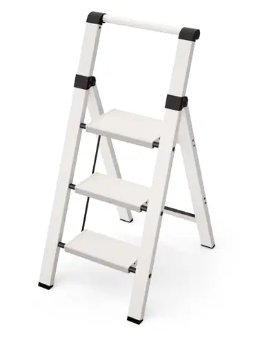 Taranta white aluminum 3-step folding ladder