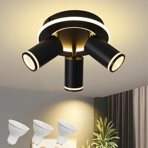 Kaissen 3-light track lighting with dual LED strips and rotatable heads