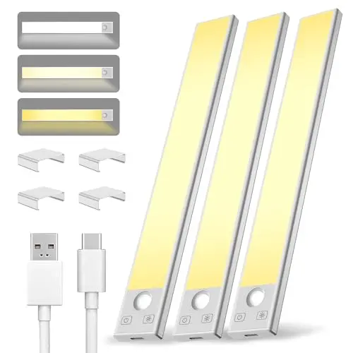 Rechargeable motion sensor under cabinet lighting for kitchens