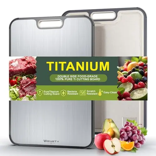 WENGTY double-sided titanium cutting board with juice groove