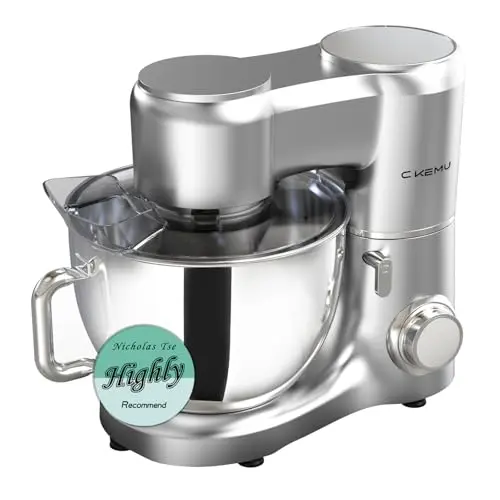 CKEMU 9-quart stand mixer in silver with stainless steel bowl
