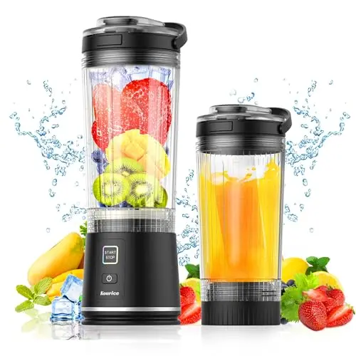 Kourice black portable blender with high-speed motor crushing ice