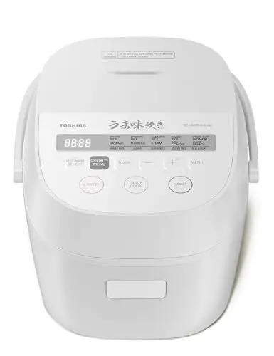 TOSHIBA Umami rice cooker with digital display and white finish