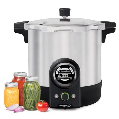 Presto 23-quart digital pressure canner in black and silver