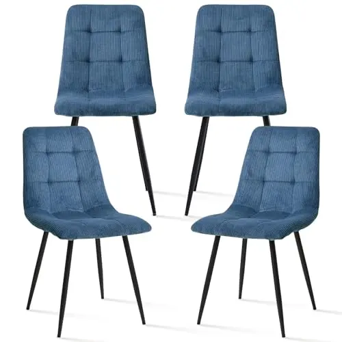 Yuqunfur mid-century modern kitchen chairs with corduroy fabric and metal legs