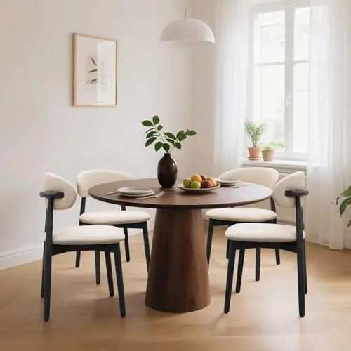 AmoUnico farmhouse dining chairs with curved backs and wood legs