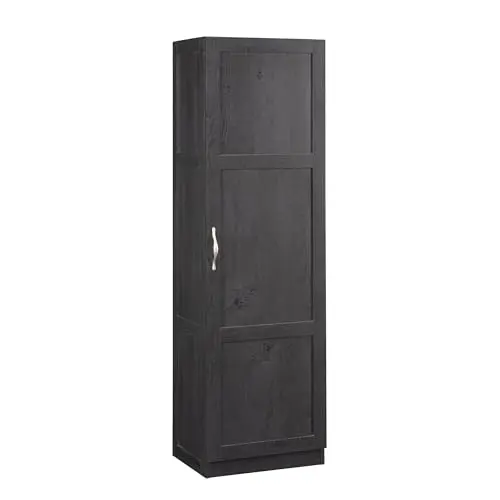 Sauder raven oak tall storage cabinet with single door
