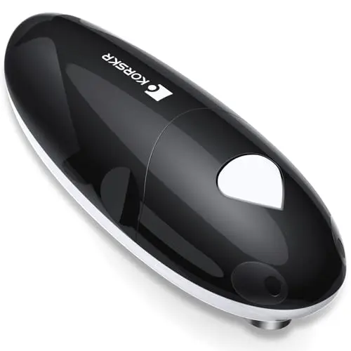 KORSKR black electric can opener with one-touch button and compact design