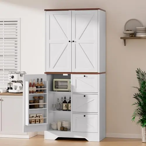 Artswish white and grey kitchen pantry with barn doors