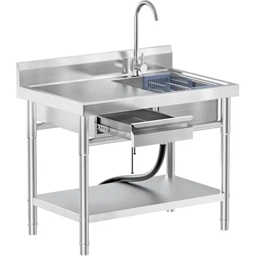 EHVCISTQ freestanding outdoor sink with storage drawers