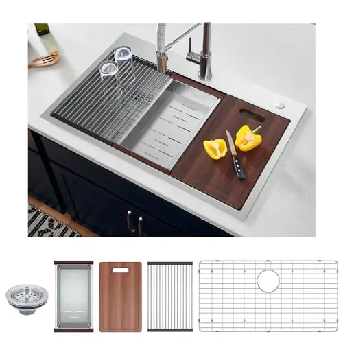 COMILING 33-inch dual-mount kitchen sink with workstation accessories