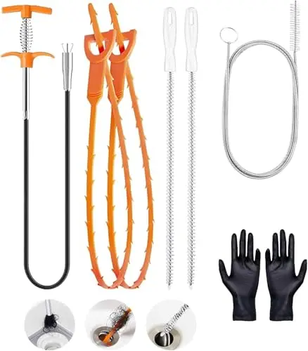 Qwatuy 63-inch drain snake with claw grabber for deep clogs